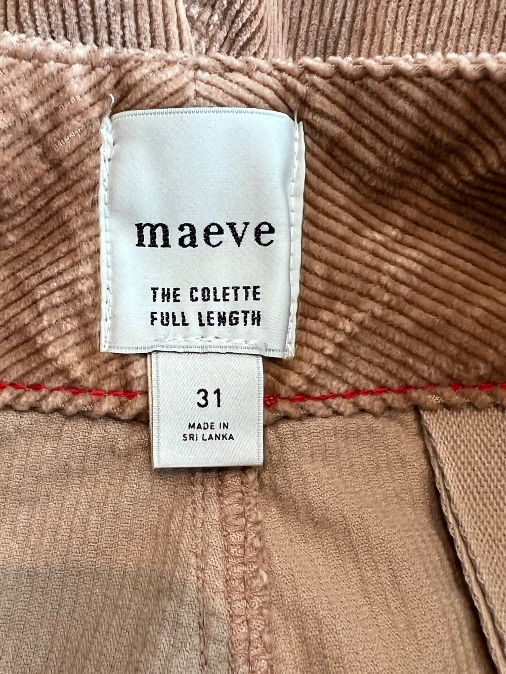 Anthropologie Colette Pants Maeve Wide Leg Full Length Corduroy New 31 Camel - Picture 8 of 10